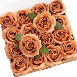 16 Count Burnt Orange Silk Roses 4 Inch Heads & Stems Bouquet Flowers New